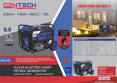 GENTECH POWER 9.5 kVA ELECTRIC START PETROL GENERATOR
