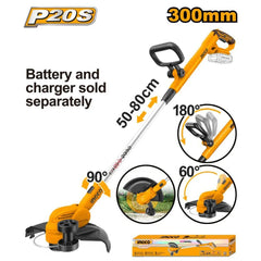 INGCO 20V Cordless Grass Trimmer & Edger | 300mm | 90° Pivot | CGTLI20328 | South Africa