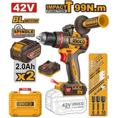 INGCO 42V Brushless Cordless Impact Drill Kit | 99Nm | 2 Batteries | CIDLI429982 | South Africa
