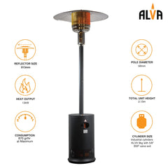 Gas Patio Heater with Flat-Top Cabinet Design | 13kW LPG Outdoor Heater