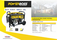 POWERBOSS 8 kVA RECOIL START PETROL GENERATOR