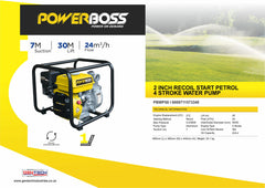 POWERBOSS 2 INCH RECOIL START PETROL 4 STROKE PETROL WATER PUMP