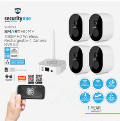 SECURITYVUE SMARTHOME 1080P HD WIRELESS RECHARGEABLE 4 CAMERA NVR KIT