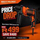 Black & Decker 710W Hammer Drill | Variable Speed | Forward & Reverse | South Africa