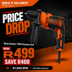 Black & Decker 710W Hammer Drill | Variable Speed | Forward & Reverse | South Africa