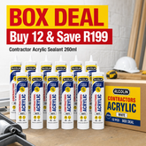 Alcolin Contractor Acrylic Sealant White 260ml BOX DEAL 12PCS