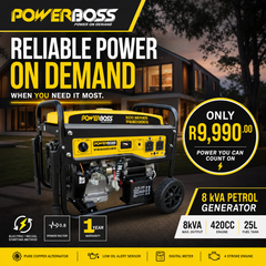 POWERBOSS 8 kVA Recoil Start Petrol Generator - Reliable Power for Home & Work