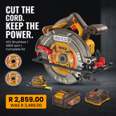 INGCO 42V Brushless Cordless Circular Saw Kit | 185mm Blade (Battery & Charger Included)