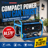 TRADE PROFESSIONAL TP 2800 4S 2.8KW Petrol Generator - Portable Power for Home & Job Sites