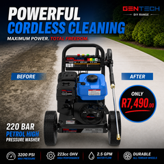 GENTECH DIY 220 Bar Petrol High Pressure Washer - Powerful & Cordless Cleaning