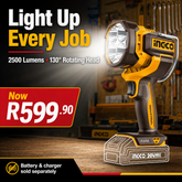 INGCO 20V Cordless Work Lamp — 2500 Lumens (Tool Only)