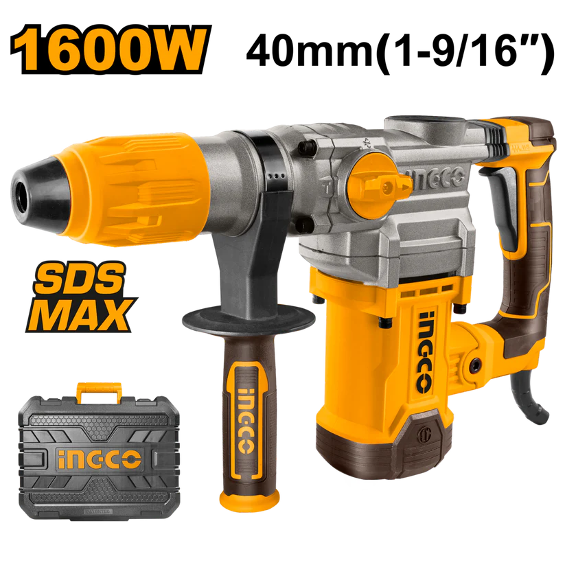 INGCO 1600W Rotary Hammer Drill (SDS MAX) | 10J Heavy-Duty Concrete & Masonry Drill