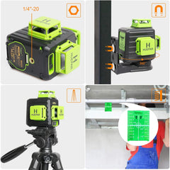 Huepar B03CG Green-beam 3 × 360° laser level