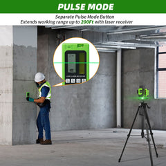 Huepar LS04CG 4D 16-Line Green Laser Level | 360° Cross-Line Tool for Tiling & Construction