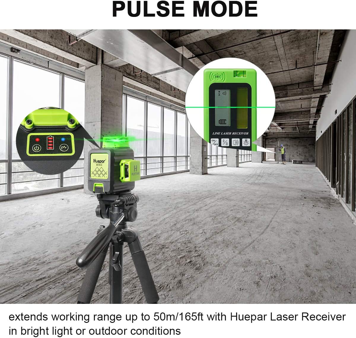 Huepar B03CG Green-beam 3 × 360° laser level