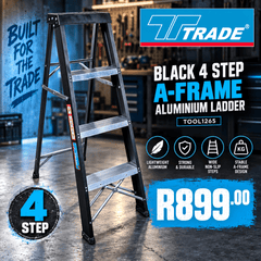 TRADE PROFESSIONAL Black 4 Step A Frame Aluminium Ladder TOOL1265