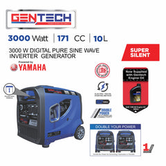 GENTECH POWER 3000 WATT DIGITAL PURE SINE WAVE INVERTER GENERATOR