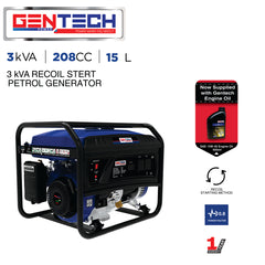 GENTECH POWER 3 kVA RECOIL START PETROL GENERATOR