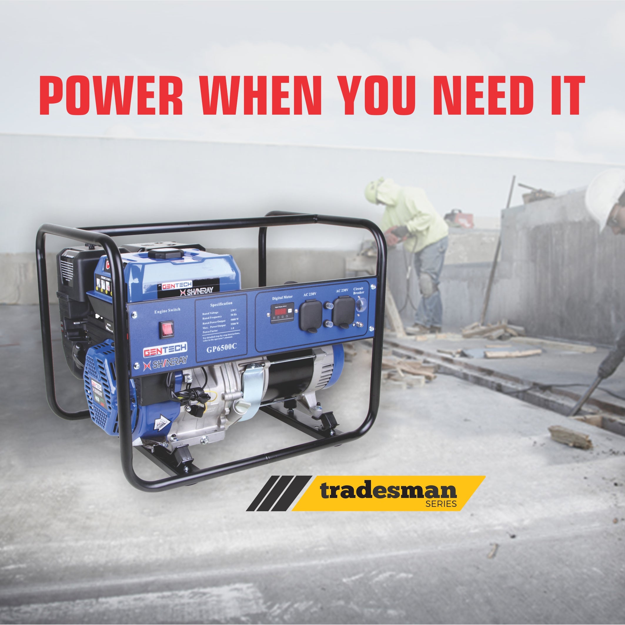 GENTECH POWER 7 kVA TRADESMAN SERIES PETROL GENERATOR