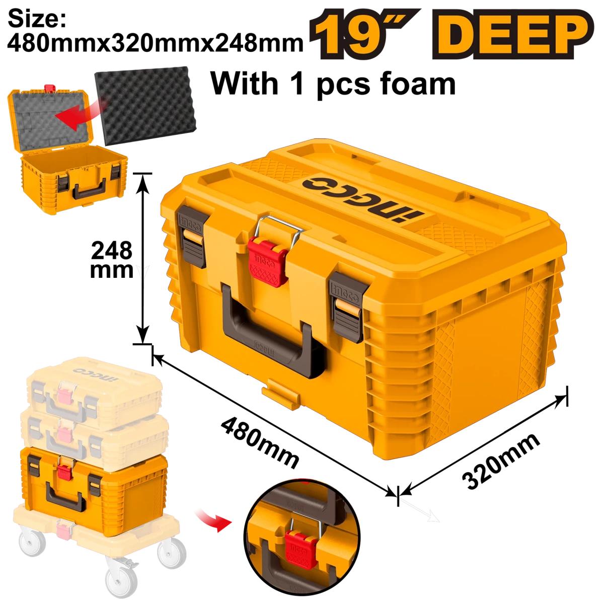 Ingco Tool Box 19” Stackable Extra Large Deep PBXS103