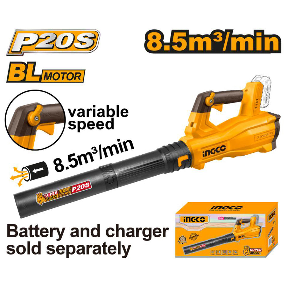 Ingco Cordless 20V Lithium-ion Garden Blower Brushless CABLI20428