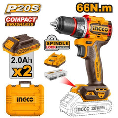 INGCO 20V Brushless Cordless Drill Kit (66Nm) | Pro-Grade Power with Battery & Charger (CDLI20668)