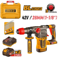 INGCO 42V Brushless Rotary Hammer Kit | 4.5J | SDS-Plus | 2 Batteries | CRHLI422882 | South Africa