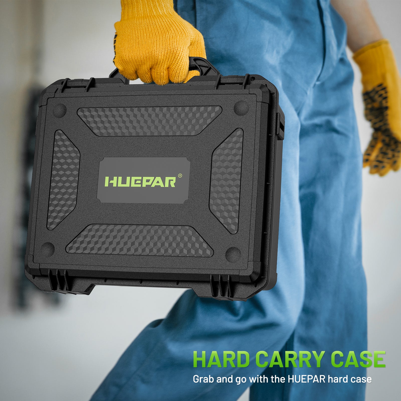 Huepar 4x360 4D Green Laser Level | 16-Line Self-Leveling with Motorized Base & Remote