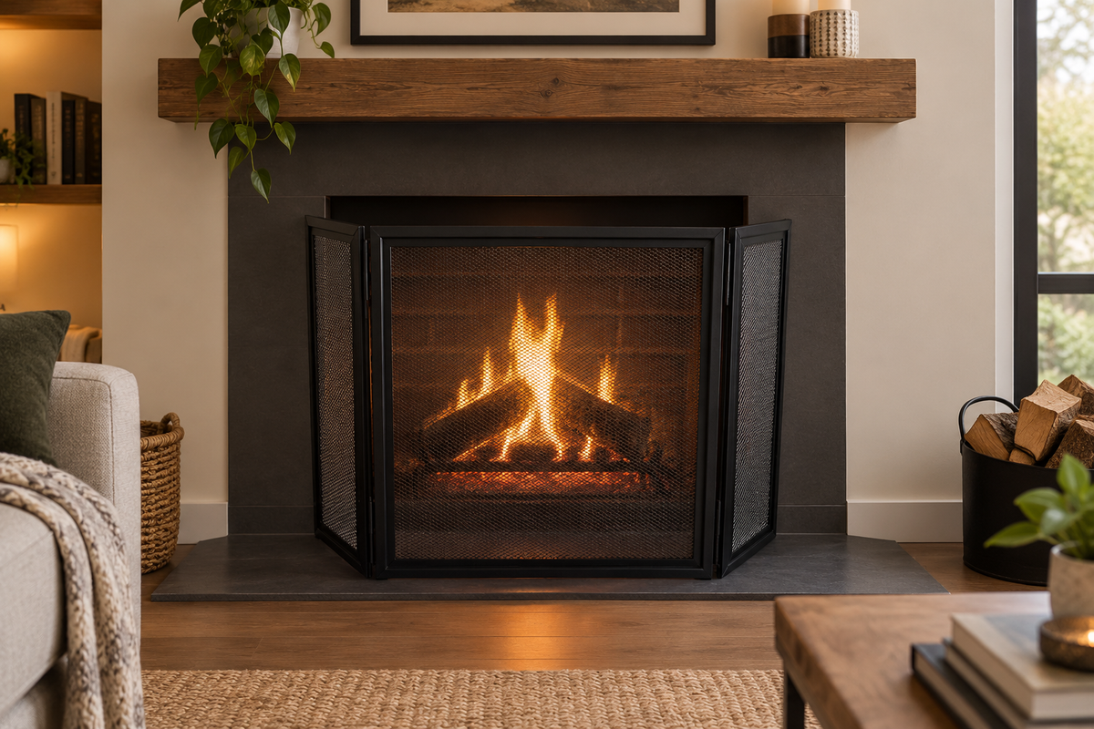 Fireplace Screen 3 Fold | Black Mild Steel | 996 X 550mm | South Africa