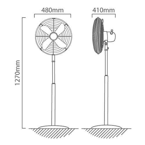FAN Standing Fan 4 Blades Satin Chrome