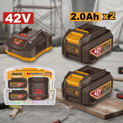 INGCO 42V 2x2.0Ah Battery + Charger Kit | P42M | FBCPM20221 | South Africa