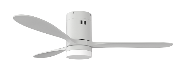 SOLENT FAN Motor Hugger White Blades Wood 3 1320mm White With LED L/Kit + Remote