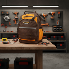 INGCO Tool Backpack 8kg | 10 Tool Slots | Waterproof | Laptop Section | HBP01028 | South Africa
