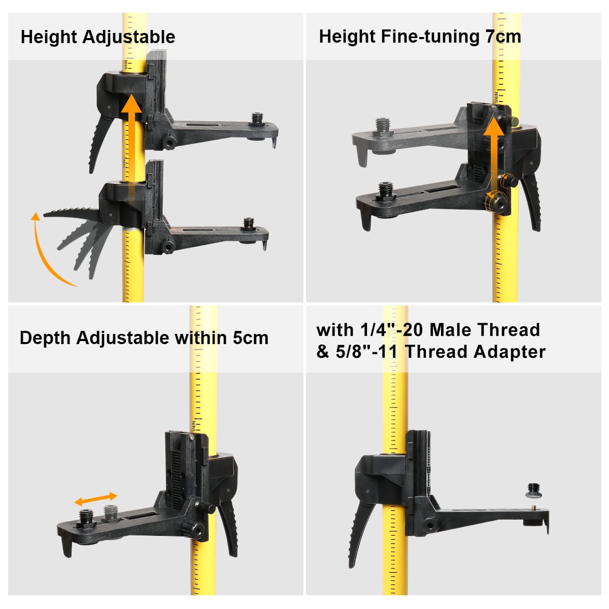 Huepar LP36A Laser Mounting Pole with Tripod | 3.7m/12ft Telescoping System for Laser Levels