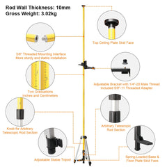 Huepar LP36A Laser Mounting Pole with Tripod | 3.7m/12ft Telescoping System for Laser Levels