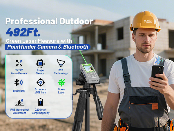 Huepar SW-150GQ Green Laser Distance Measure 150m