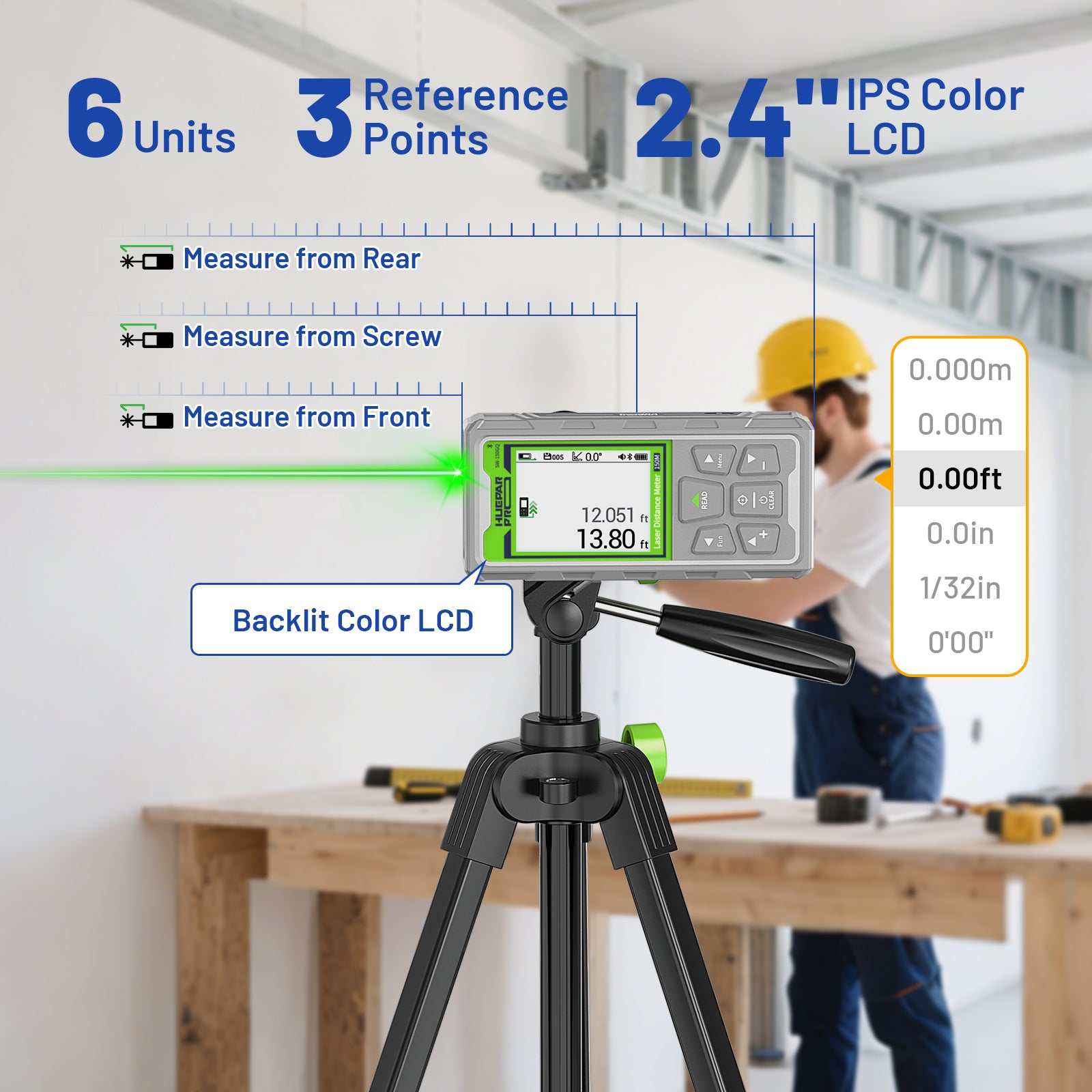 Huepar SW-150GQ Green Laser Distance Measure 150m