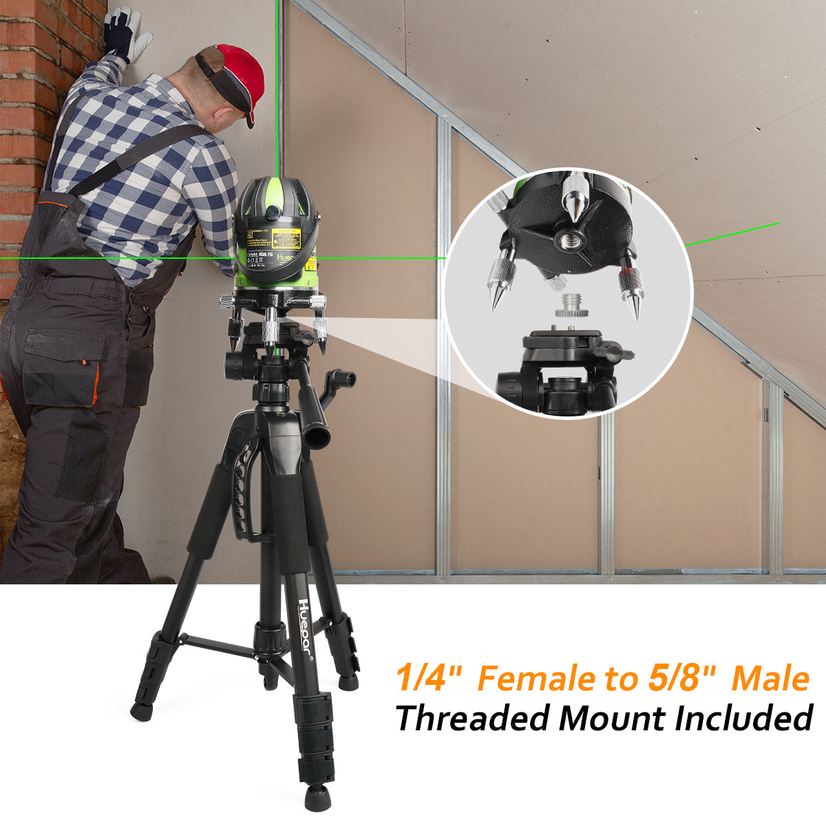 Huepar TPD14 Adjustable Tripod - 143cm Max Height