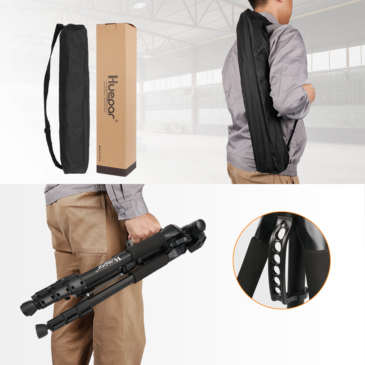 Huepar TPD14 Adjustable Tripod - 143cm Max Height