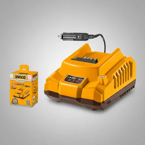 INGCO 20V P20S Battery Charger | 12V-24V DC Fast Charging with LED Status Indicator