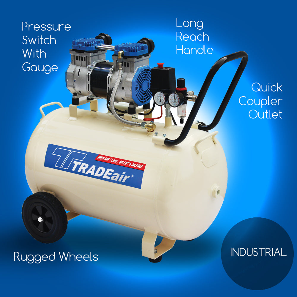 TRADEAIR COMPRESSOR 100L/ 1.8KW/ 2.5HP SILENT OIL FREE