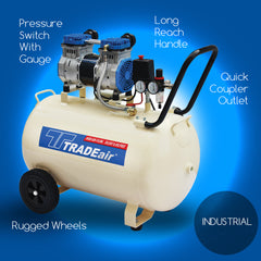 TRADEAIR COMPRESSOR 100L/ 1.8KW/ 2.5HP SILENT OIL FREE