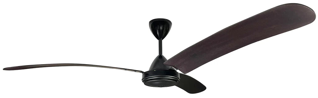 SOLENT FAN Motor High Breeze 100 Black Blade Wood 3 1500mmBent Mahogany + Reg2F Wall Controller