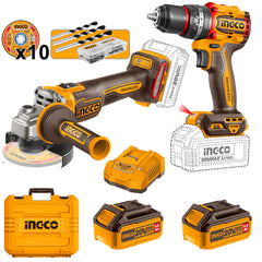 Ingco Cordless Angle Grinder 1200W & 66Nm Drill 20V Combo kit