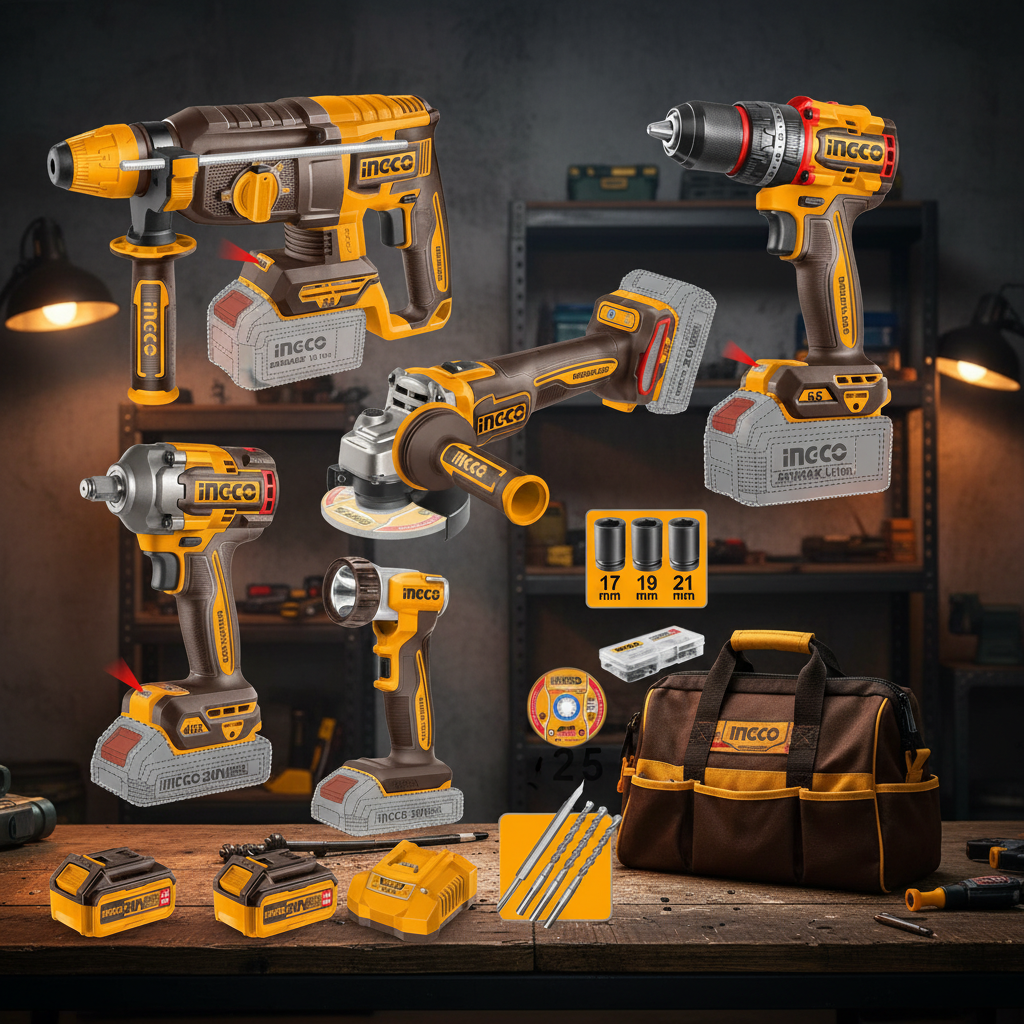 INGCO 5-Piece 20V Cordless Combo Kit | Drill + Impact + Saw + Blower | CKLI20595 | South Africa