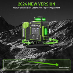 Huepar 4x360 4D Green Laser Level | 16-Line Self-Leveling with Motorized Base & Remote