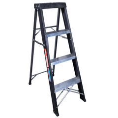 TRADE PROFESSIONAL Black 4 Step A Frame Aluminium Ladder TOOL1265