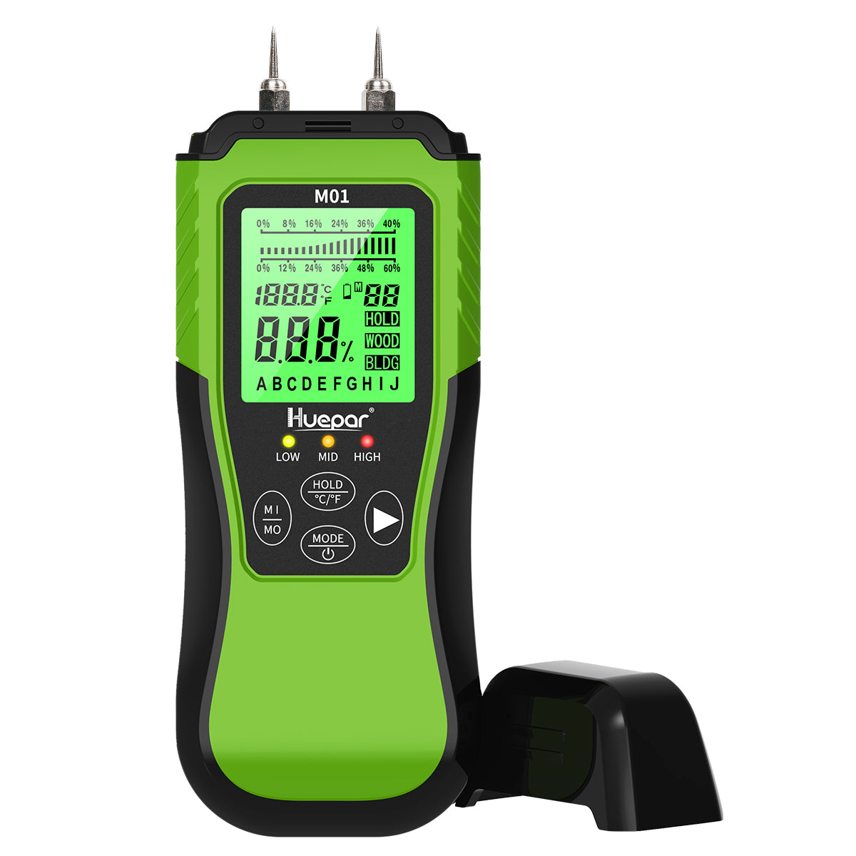 Huepar Digital Wood Moisture Meter | Pin-Type Water Leak Detector with 2 Modes & LCD Backlight
