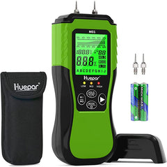 Huepar Digital Wood Moisture Meter | Pin-Type Water Leak Detector with 2 Modes & LCD Backlight