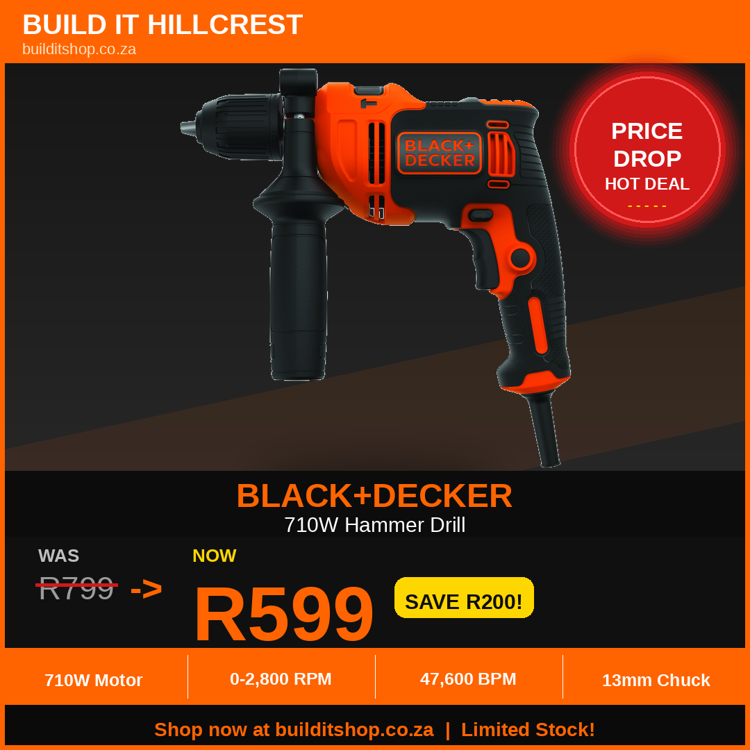 Black & Decker Drill  Hammer 710w PRICE DROP!!